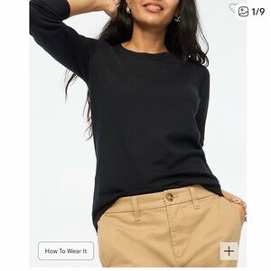 J Crew Black Cotton Teddi Sweater Medium NWT